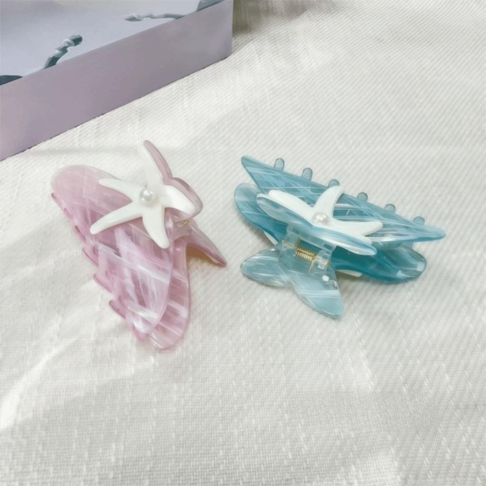 Large Starfish Hair Grab Shark Clip Acrylic Shark Clip Fashion Pearl Hair Claw Girls