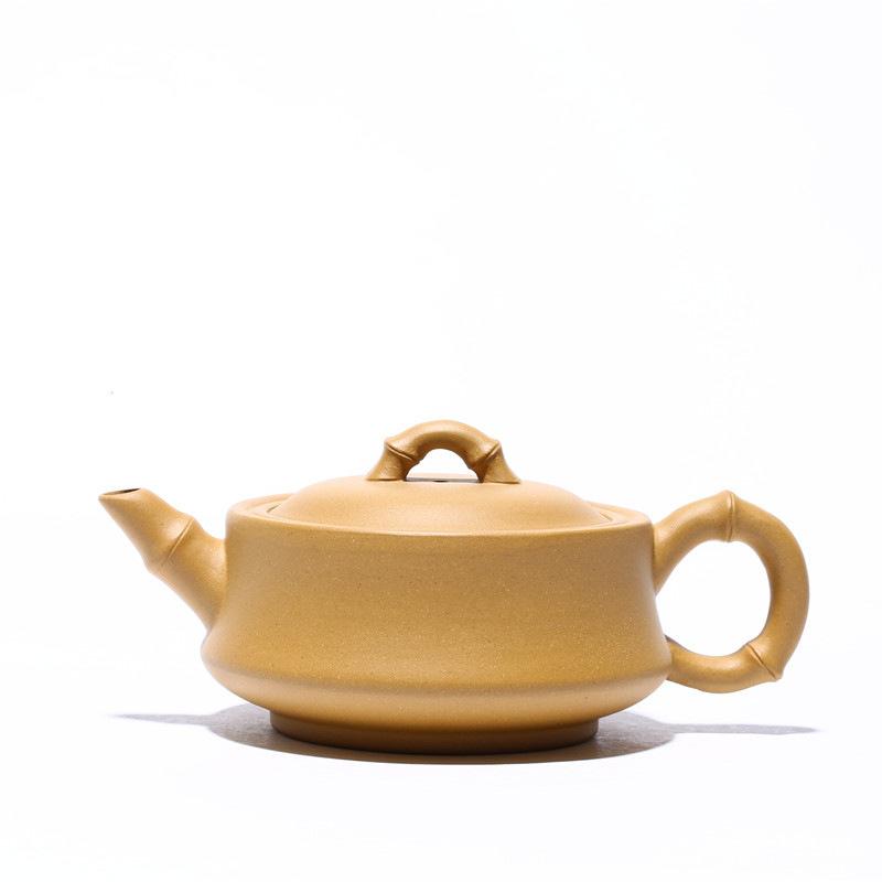 

280 мл Высококлассные Исинские Чайники из Фиолетовой Глины Ручной Работы Плоский Бамбуковый Чайник из Сырой Руды Золотой Секции Глины Чайник с Инфузором Чайный Набор Цзыша