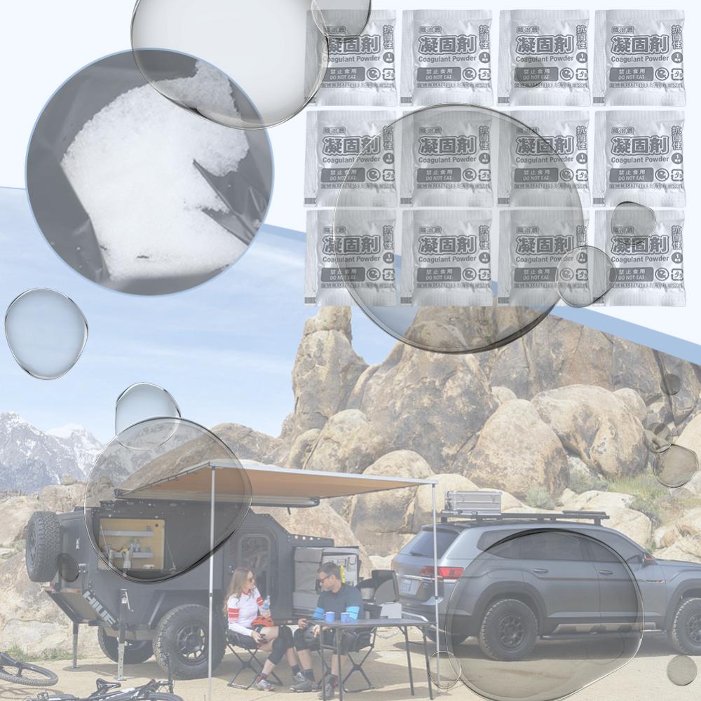 12Pcs Eco Absorbent Gel Emergency Toilet Waste Treatment Portable Toilet Powder for Portable Toilet for Outdoor Camping Hiking