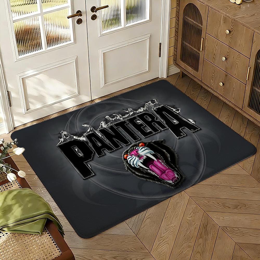 Pantera Band Style Rock Floor Mat Soft Thickened Absorbent Non-Slip Bedroom Living Room Door Mat Home Decor Flannel Rugs