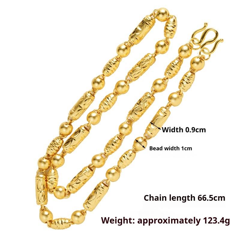 Vietnamese Gold Sand Olive Bead Pattern Necklace Men's Chinese Style Copper Alloy Jewelry Accessories