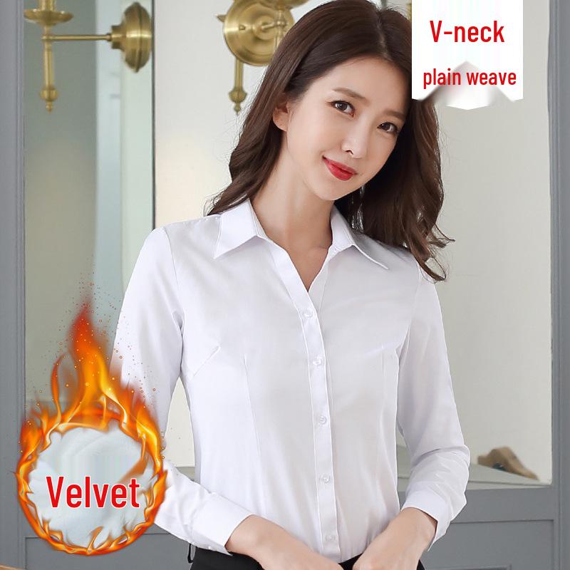 Women's Winter Slimming Velvet Workwear Shirt - Warm & Thickened
