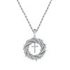 Creative Flower Twist Cross Micro-inlaid Copper Zircon Necklace Trend European and American Personality Hip Hop Pendant