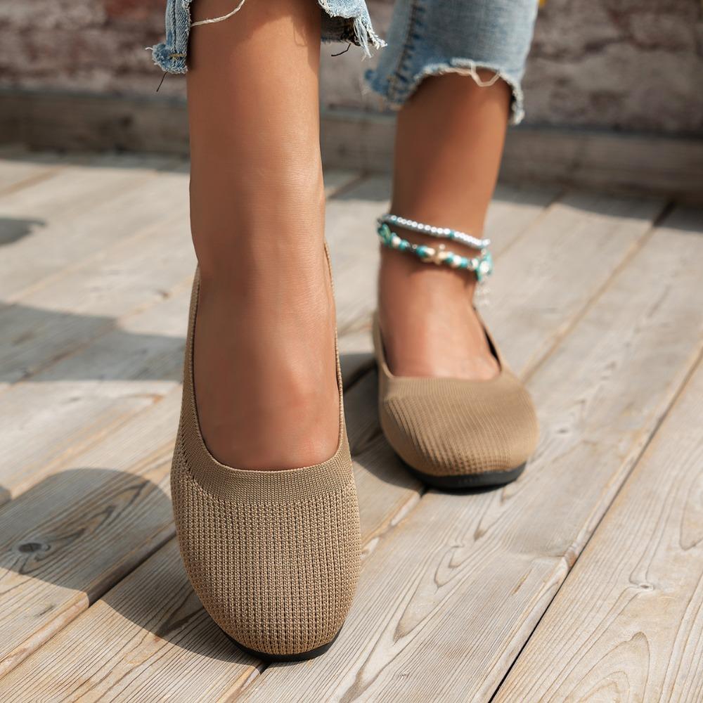 

Модная весенняя женская обувь на плоской подошве Новые вязаные кроссовки-носки Дышащие слипоны Женские лоферы с круглым носком 36-43 Большой размер Легкая обувь 36 хаки