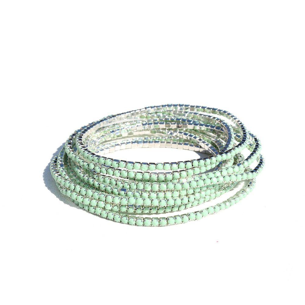 Sieraden Enkele Strass Armband Iced Out Gekleurde Armband Eenvoudige Elastische Kristallen Armband Cadeau