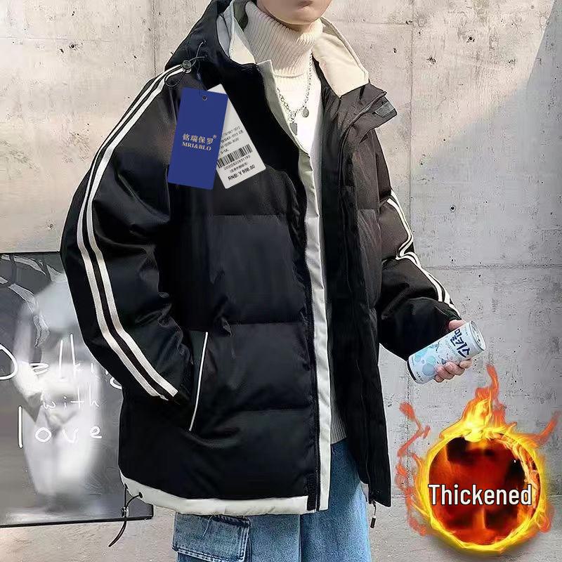 

Paul Men s Winter 2024 Thickened White Duck Down Hooded Jacket - Warm Bread Coat 5XL (185-200 jin)