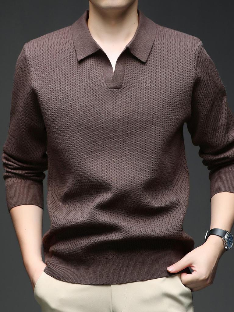 Men's V-Neck Knit Sweater - Autumn/Winter Korean Style, Youthful, Comfortable, Loose Fit Polo Top