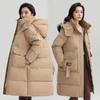 New Korean Version Hooded Medium and Long Contrasting Colors Loose Thickened Padded Jacket Jacket Padded Jacket Women's Trend
