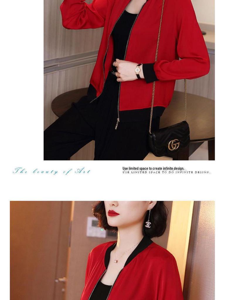 Mom's Elegant Chiffon Sun Protection Jacket – Slimming, Plus Size Cardigan, Stylish Loose-Fit Baseball Jacket for Women