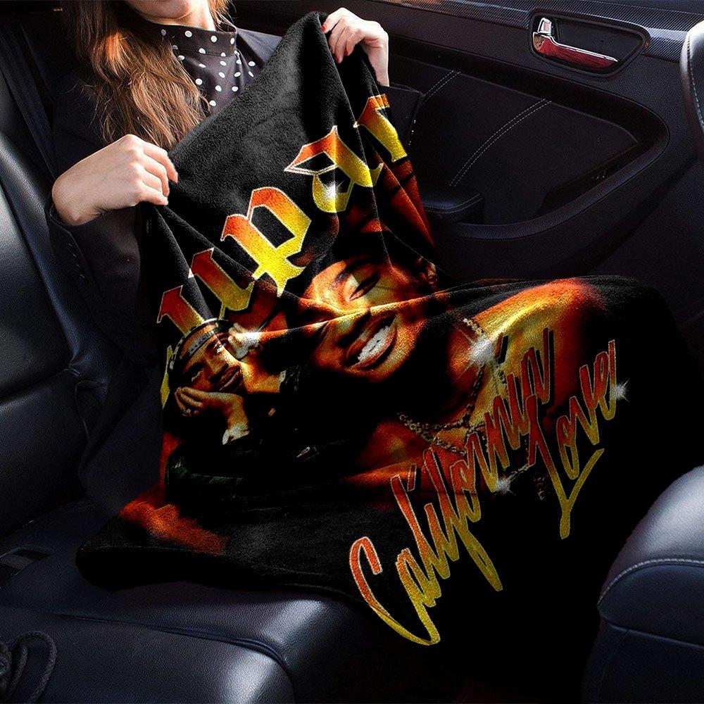 1pc 2Pac Hip Hop Blanket Soft Lightweight All Season Multi Purpose Throw for Sofa, Bed, Office & Picnics, French Style with Iconic Album Art & Quotes