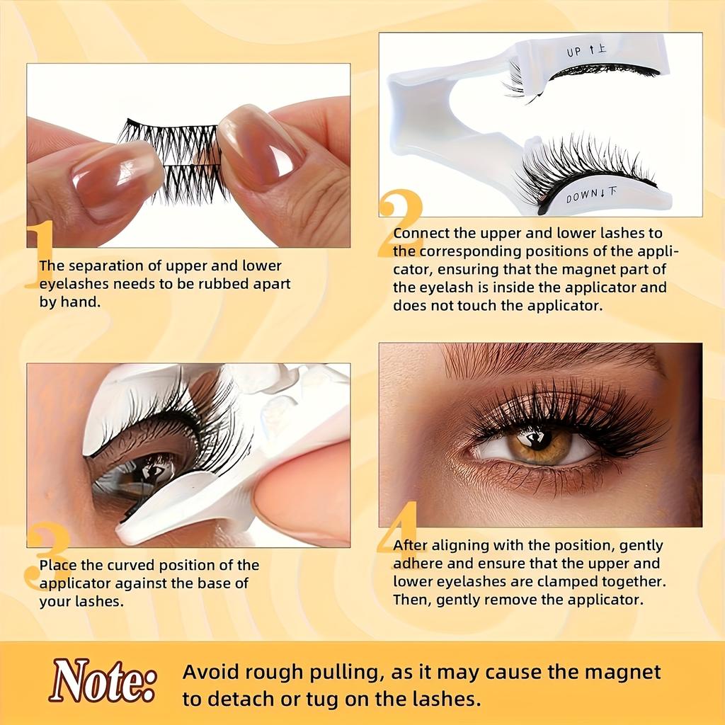Magnetic False Eyelashes with Tweezers - Reusable, No Glue Needed, Professional Eye Cosmetics, Alcohol-Free, Odorless Material,Cat Eye and Doll Styles