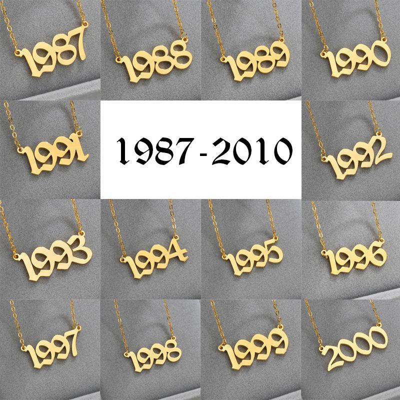 

Ожерелье с цифрами из титановой стали с позолотой 18 карат - Подарок на день рождения для девочки 2005 Steel Necklace