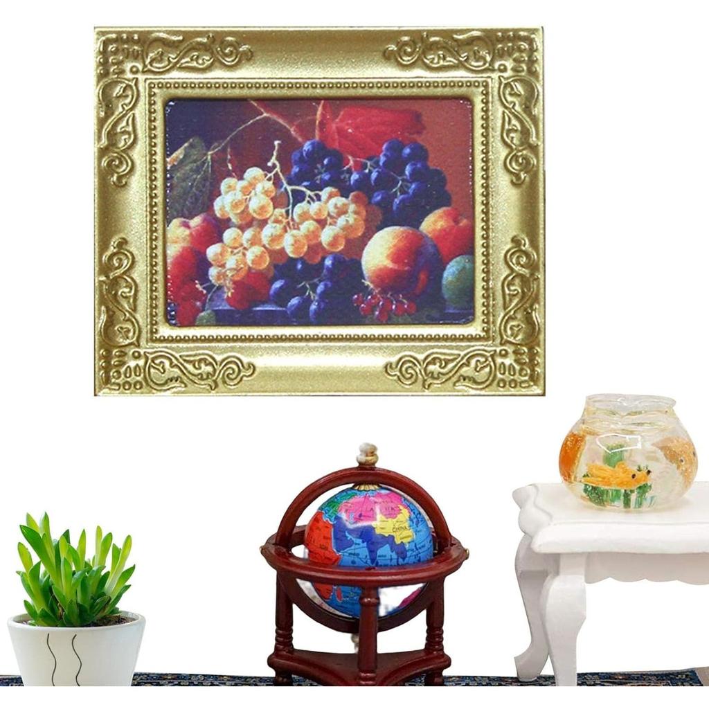 Pictură în miniatură 1/12 Accesorii pentru decorarea casei de păpuși, ramă foto în miniatură antică Poză clasică de perete de mână Decorare perete pentru casă de păpuși Pictură artistică