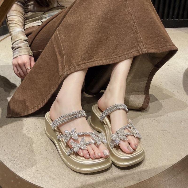 Fashion Butterfly Flat Heeled Sandals Women 2025 Summer Clip Toe Platform Slippers Woman Soft Thick Sole Flip-Flops Slides Women Shoes