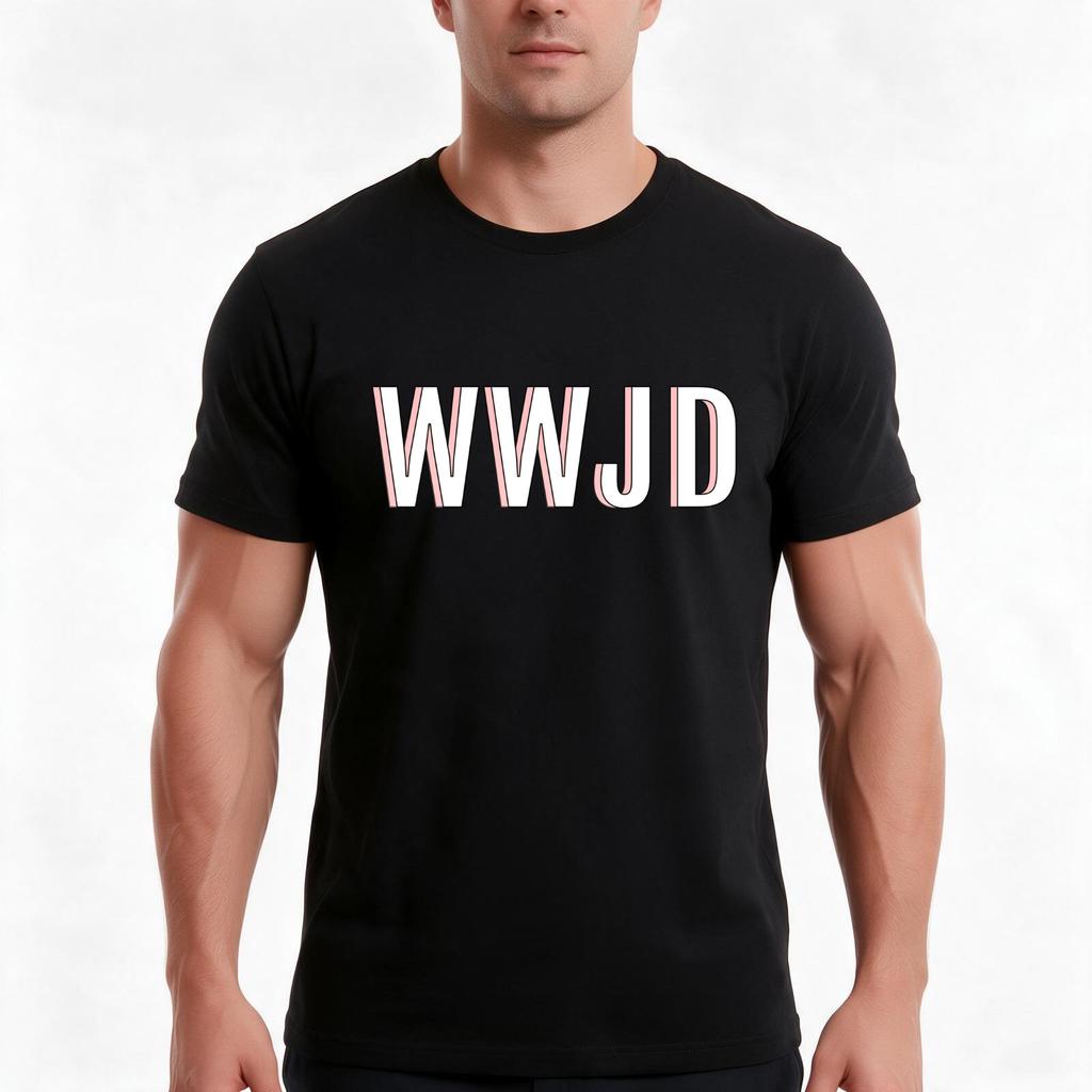 Wwjd Pink TShirt Summer Casual Cotton Tee Oversized Streetwear Tops Vintage Graphic Print Loose Fit Short Sleeve