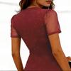 2026 Summer Elegant Women's Solid Color Mesh Short Sleeve Top