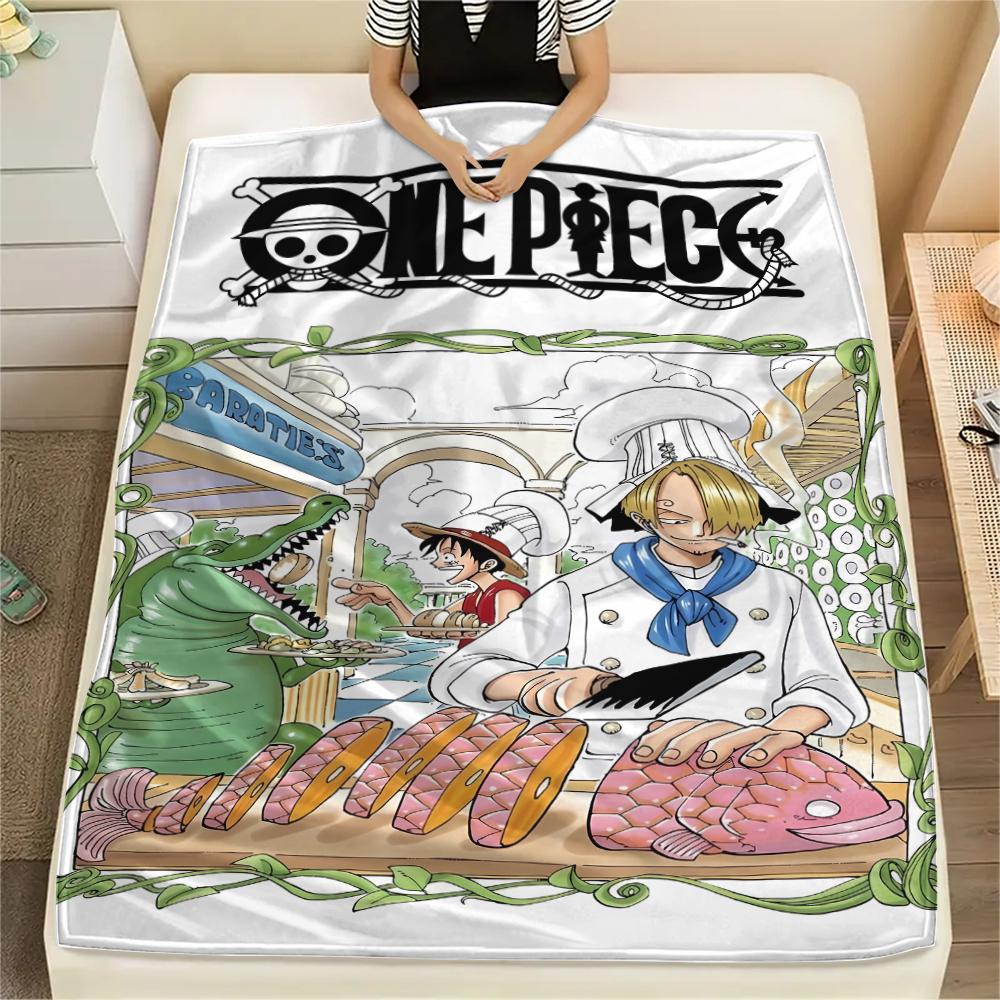 Flanelová deka s potiskem postaviček z One Piece, Vysoká kvalita, Pohodlná pro všechna roční období, Domácí dekorace, Teplo a pohodlí, Perfektní jako vánoční dárky