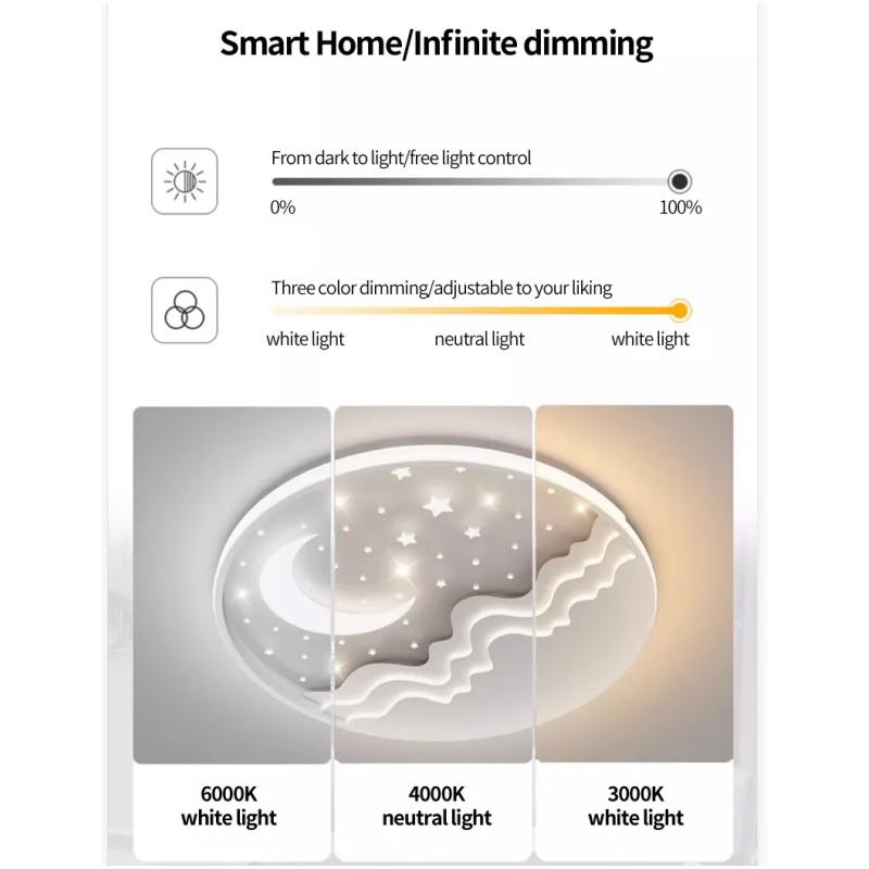 Dimmable children's room ceiling lamp modern minimalist artistic creative starry sky moon sun boy girl gift decorative lamp LED