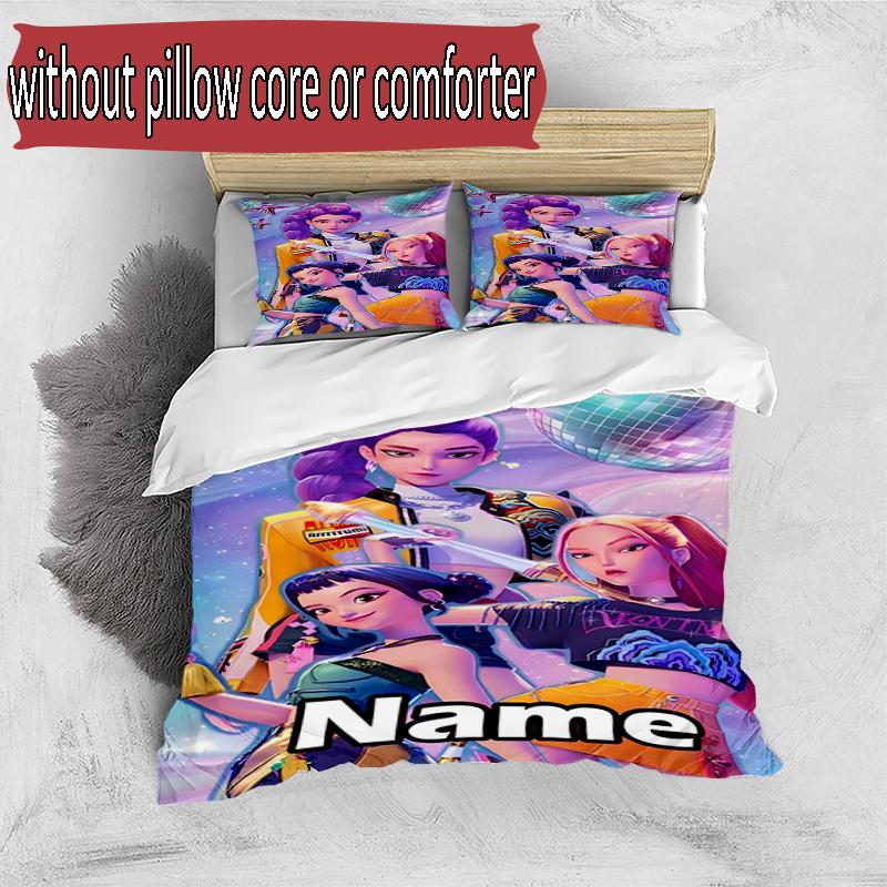 Set copripiumino 3 pezzi (1*Copripiumino + 2*Federe, Senza Nucleo), Set Biancheria da Letto Personalizzato con Nome KPop Cacciatori di Demoni, Decorazione Camera da Letto Casa Regalo