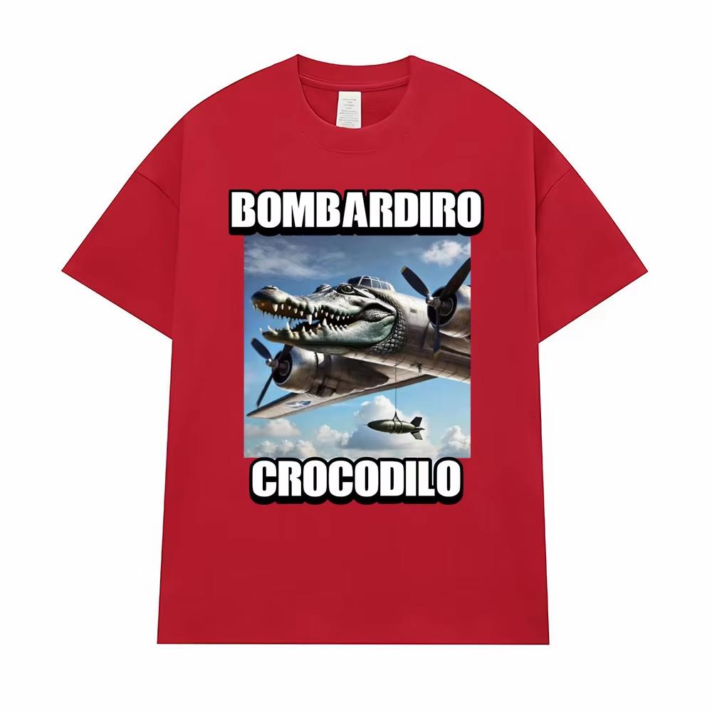 

Bombardiro Crocodilo Funny Crocodile Meme Print T Shirt Men Clothing Harajuku Humor T-shirt Women Cotton Oversized T-shirts Tops 4XL