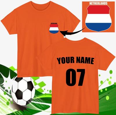 Gepersonaliseerd Nederlands Voetbal T-shirt Custom Naam Nummer Fan Cadeau Unisex Top