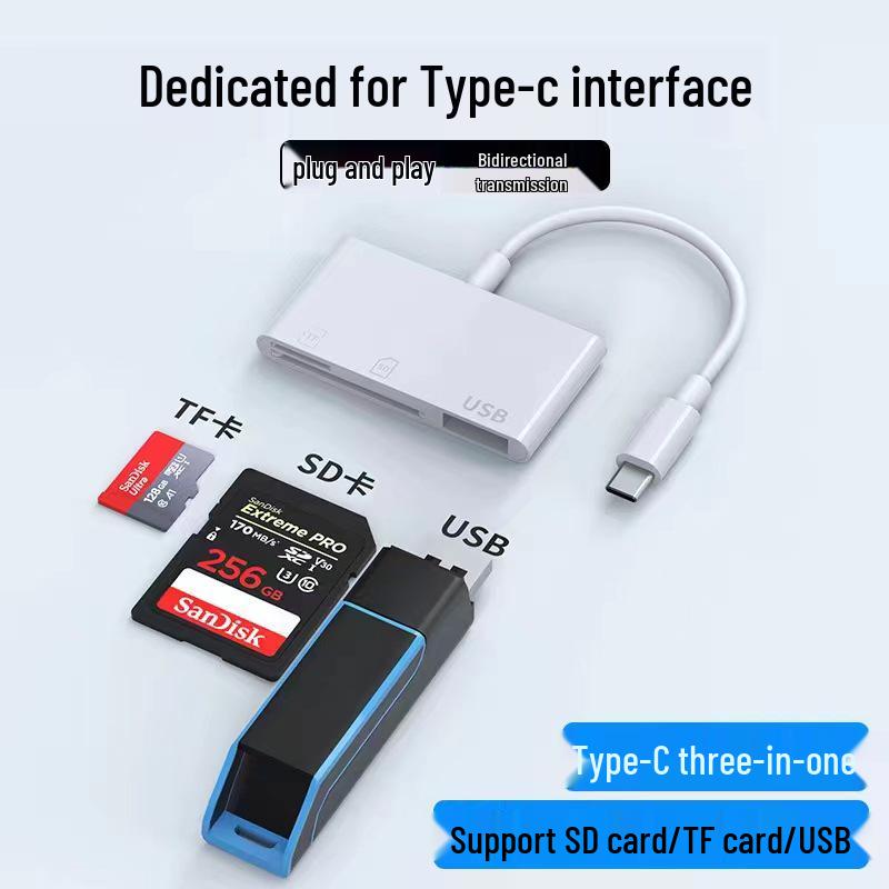USB-C Card Reader: Memory Card, Mouse, Keyboard, USB Flash Drive, Camera Adapter Cable