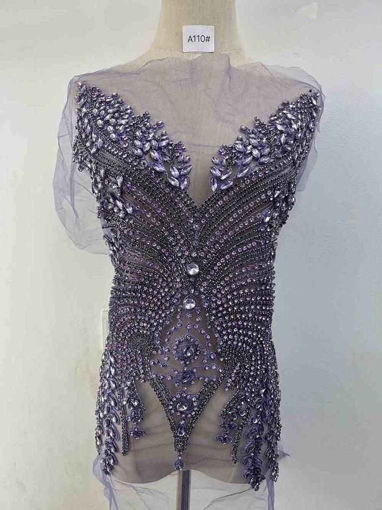 Halloween 3D Glass Corset Dress with Stretch Feature Halloween Sequined Corset with Rhinestone Motif Applique Sew-On Garment