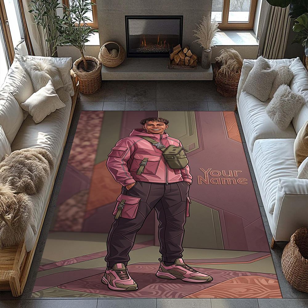 Lamin Yamal Customize Your Name Floor Rug Office Rug Perfect For Dormitory Playrooms Foyer Game Room Antislip Rug Anime Office Decor