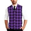 Men's Striped Plaid Print Tank Top Knitted Button,Down Shirt | Sleeveless Casual Button,Up Vest With Collar For Daily & Layering