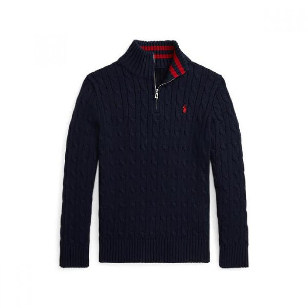 Polo Kids Boys 8 18 Years Cable Knit Cotton Quarter Zip Sweater  Cwposwey6820559410 