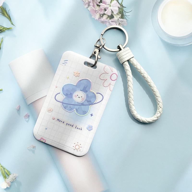 Ins Creative Flower Sliding Card Cover Student Meal Cards Bus Subway Access Card Case IC ID Protection Covers Credit Card Holder