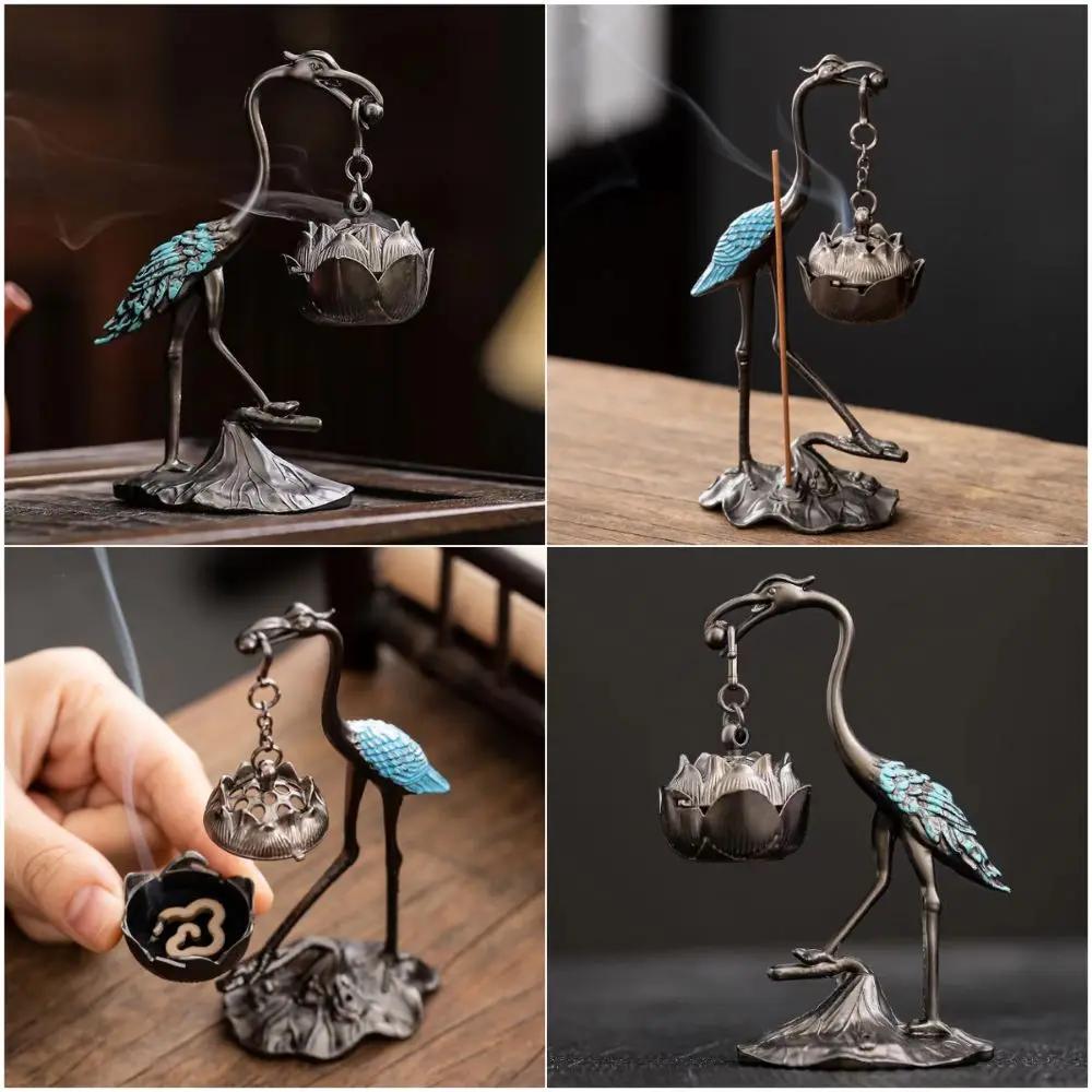 Chinese Style Incense Burner Zinc Alloy Red-crowned Crane Incense Holder Beautiful Design Accessories Incense Burning Gifts