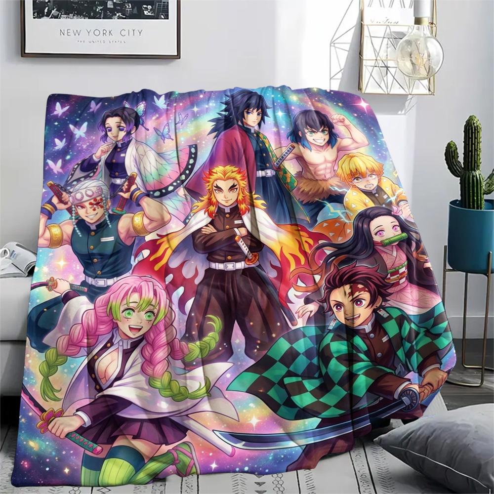 Demon Slayer Tanjiro Flannel Blanket Warm Cozy Print Design for Bedroom Beds Sofas Outdoor Travel.-TING