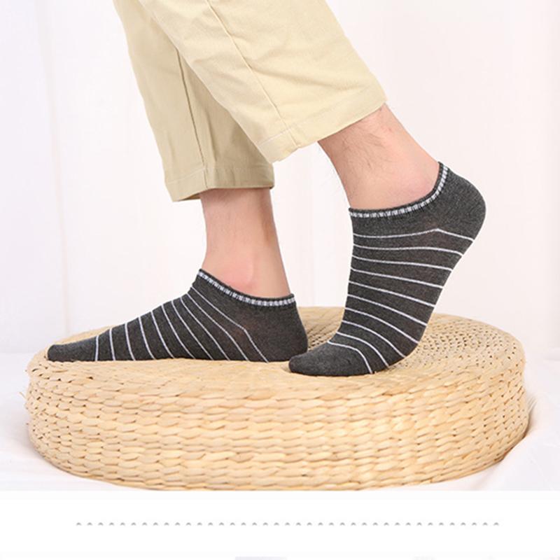 5/10 Pairs Neutral Knitted Anti Odor Short Socks Fashionable Stripes Sweat Absorbing Breathable Comfortable Couples Casual Socks