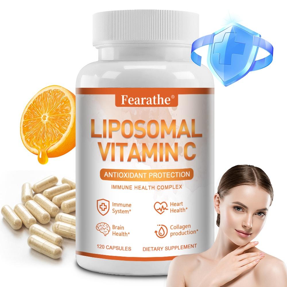 Fearathe Liposomal Vitamin C Supplement 1000mg with Coconut MCT, Sunflower & Soy Lecithin, Elderberry, Astragalus & Olive Leaf, 120 Caps