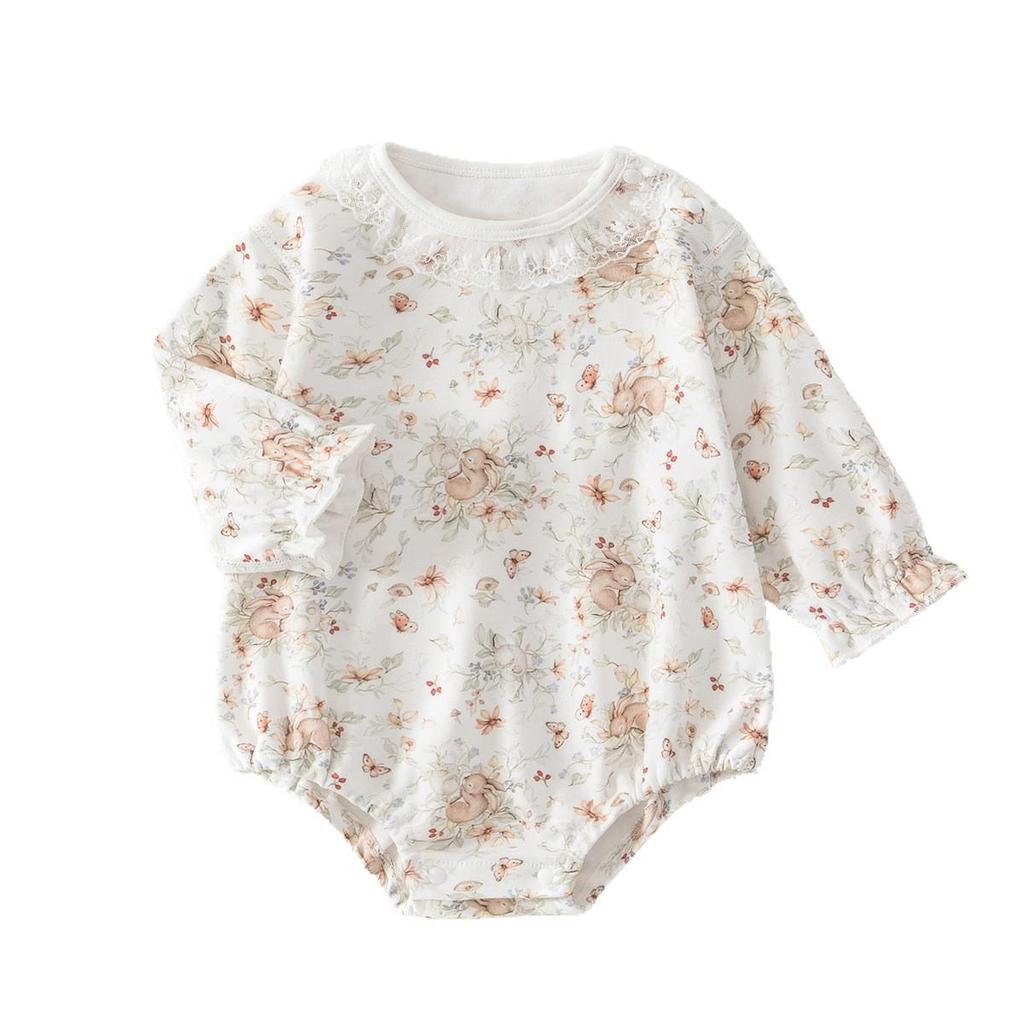 Spring Floral Infant Jumpsuit: Baby & Toddler Princess Romper for Outdoor Crawling