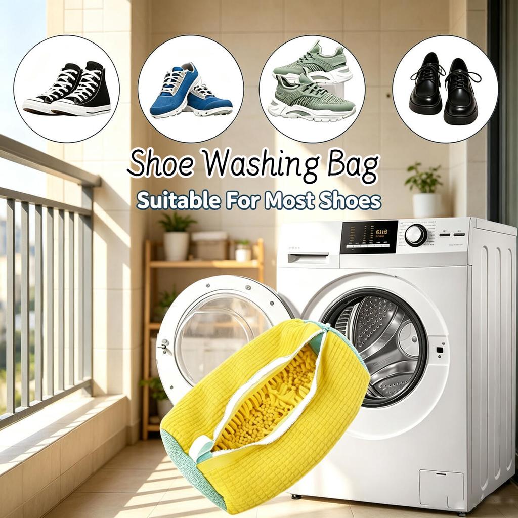 Shoe Washing Bag Surround Cleaning Reusable Durable Machine-Washable Laundry Bag with Zipper Closure Daily Use