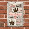 Metal Vintage Sloth Wall Art Inspirational Pre-Drilled Home Decor Sign