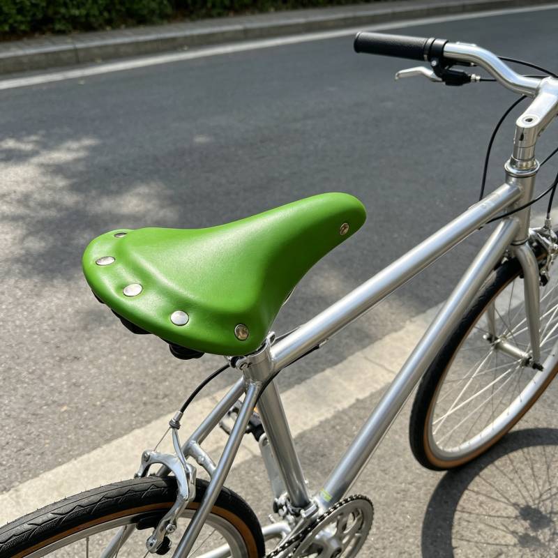 Classic Retro Bike Saddle Green With Rivet Accents Durable Padded Seat For Commuters