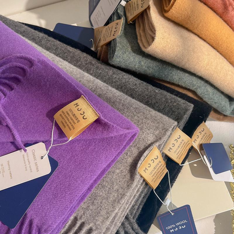 Pure Wool Scarf Women Winter Warm Cashmere Shawl Checkerboard Grain Design Couple Accessory Premium Windproof Scarf