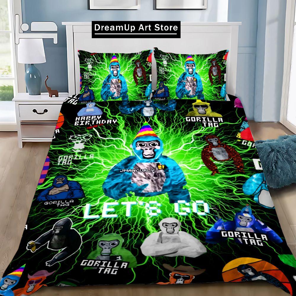 Cartoon Novelty Cool Gorilla Game Tag Duvet Cover Pillowcase Bedding Set Adult Boy Girl Bedroom Decoration Children Gift Single