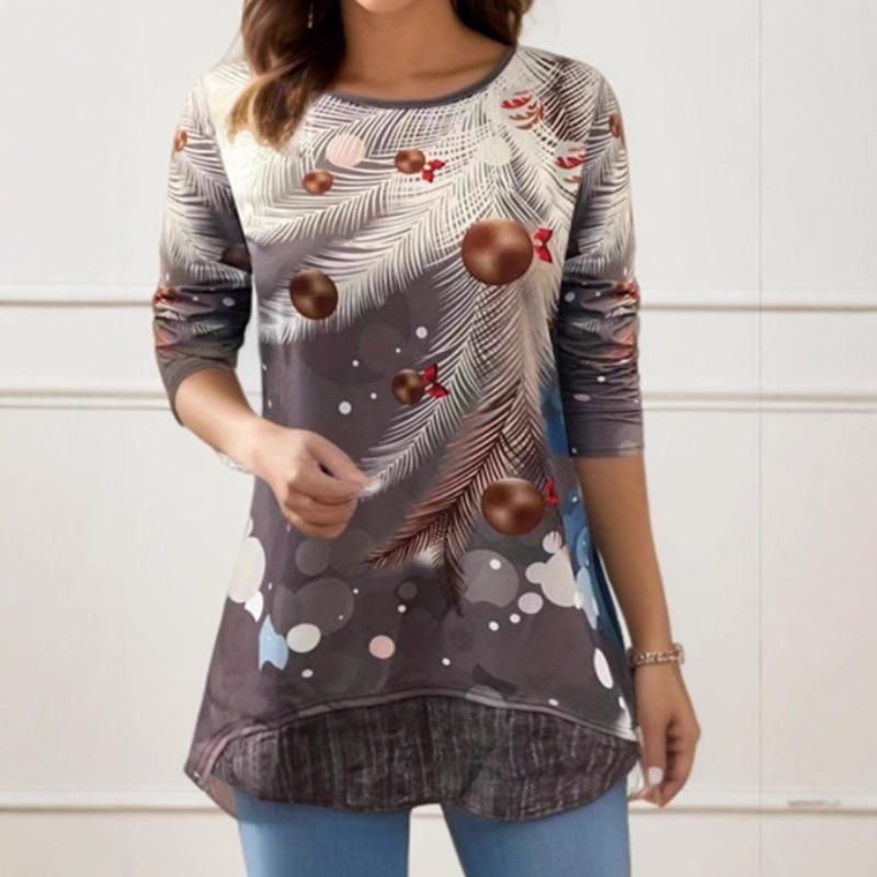 

Autumn and Winter Women s Fashionable Printed Round Neck Tops S