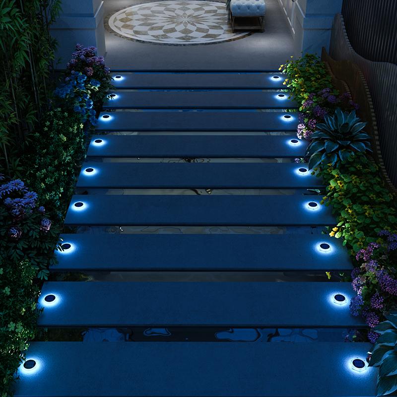 Outdoor Waterproof IP68 Solar Powered Landscape Path Stair Light PC Material LED Step Lights for Balcony Yard
