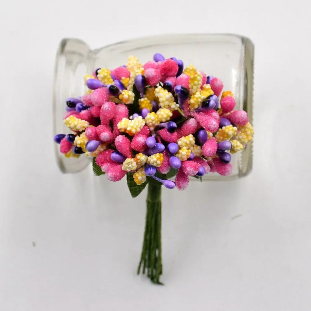 12/36/72/144Pcs Mini Stamen Flower Artificial Flowers Craft Fake Flowers For Wedding Bouquet Party Box Scrapbooking Decor