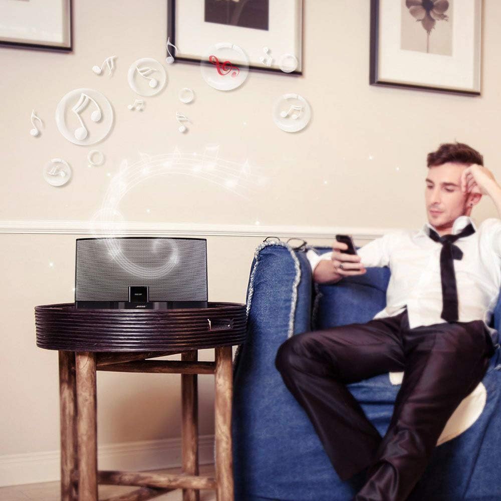 ZIOCOM [Upgrade] 30 Pin Bluetooth Adapter Audio Receiver for Bose iPod iPhone SoundDock and Other 30 Pin Dock Speakers, Upgrade Old SoundDock with 30