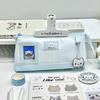 Cute Blue & White Kitten Pencil Case - Large Capacity Cartoon Stationery Box for Female Students