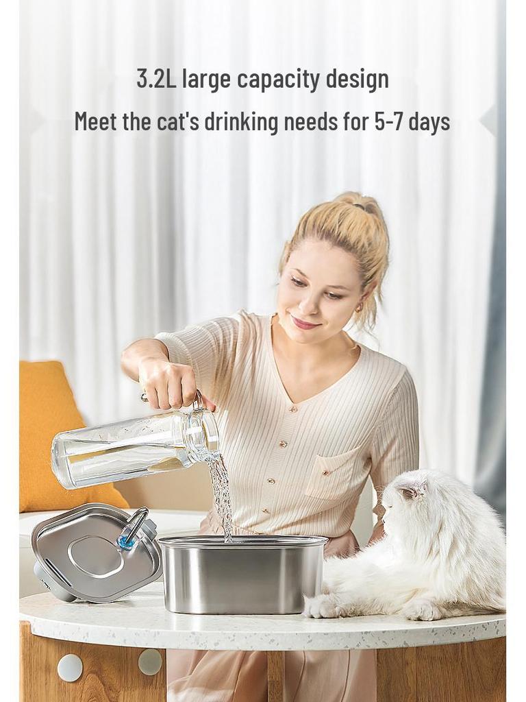 3.2L Stainless Steel Automatic Pet Water Fountain for Cats and Dogs