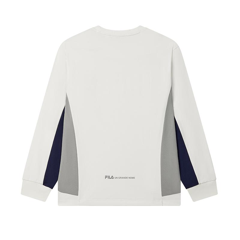 Fila Comfortable Letter Round Neck Pullover Long Sleeve T-Shirt Men Tops Cloud-Mushroom-White F11M519214F-WT