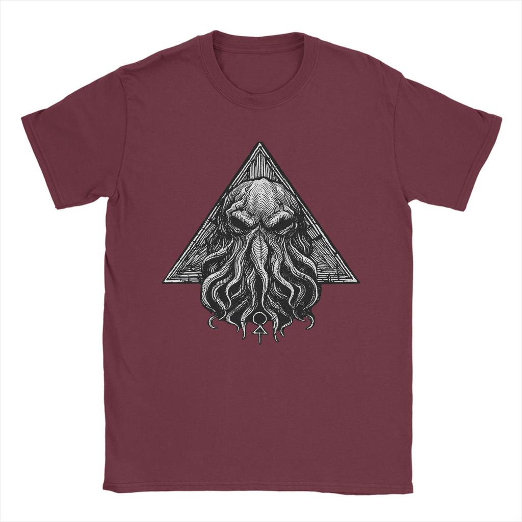 Humor Cthulhu Horror of R'Lyeh T-Shirts for Men O Neck Cotton T Shirt  Short Sleeve Tees Graphic Printed Clothing