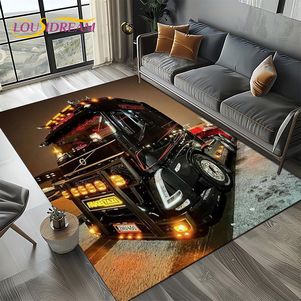 3D Print Volvo Truck Lorry Motorcycle Carpet Rug for Living Room Bedroom Home Sofa Decoration,kids Area Rug Non-slip Floor Mat